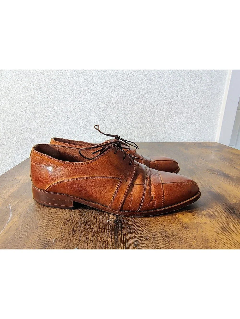 Orcade Mens 42 US 9 Brown Leather Cap Toe Oxford Dress Shoes Lace Up Brazil